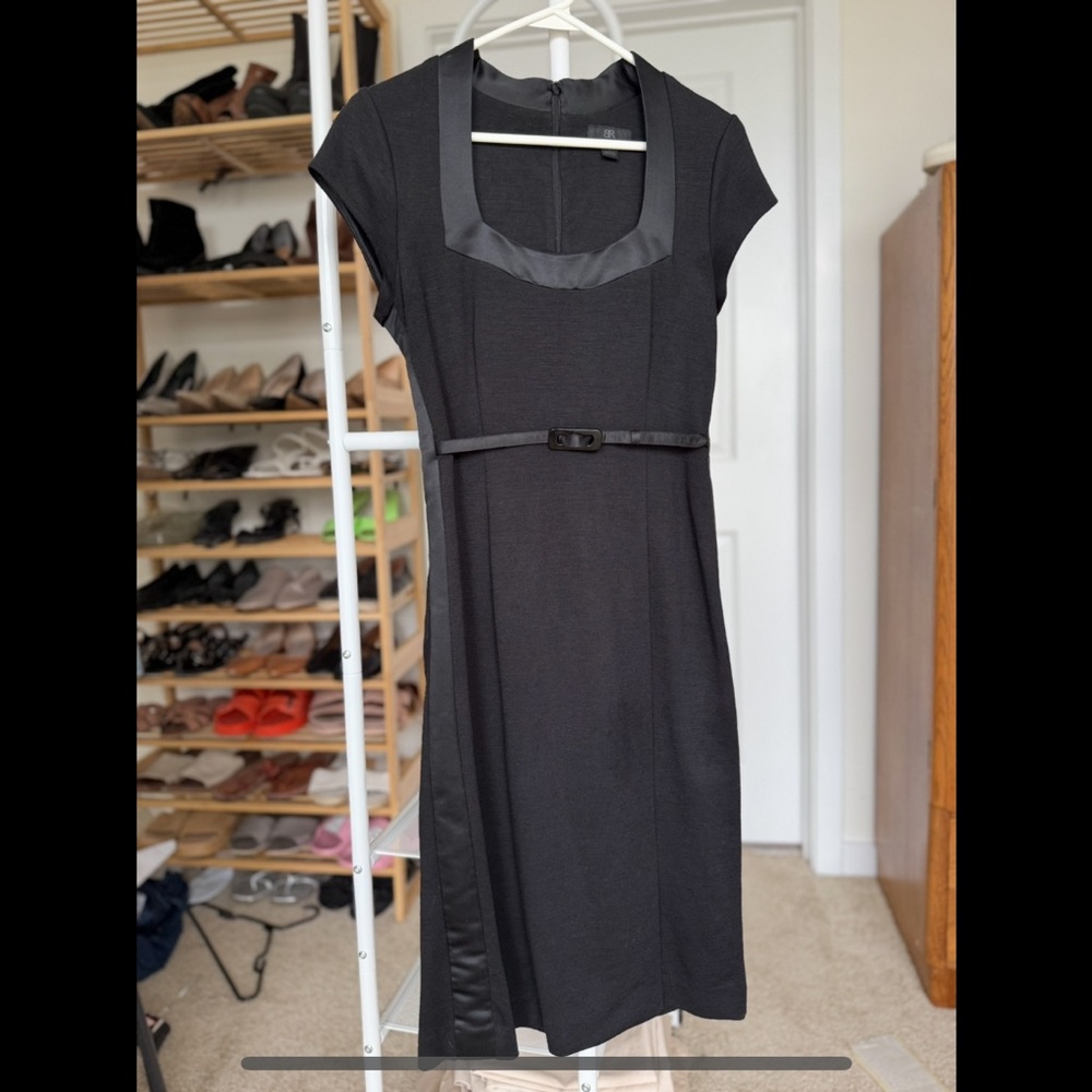 Belted Black Banana Republic Sheath Dress